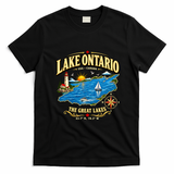 Retro Vintage Lake Ontario The Great Lakes Canada T-Shirt - Black