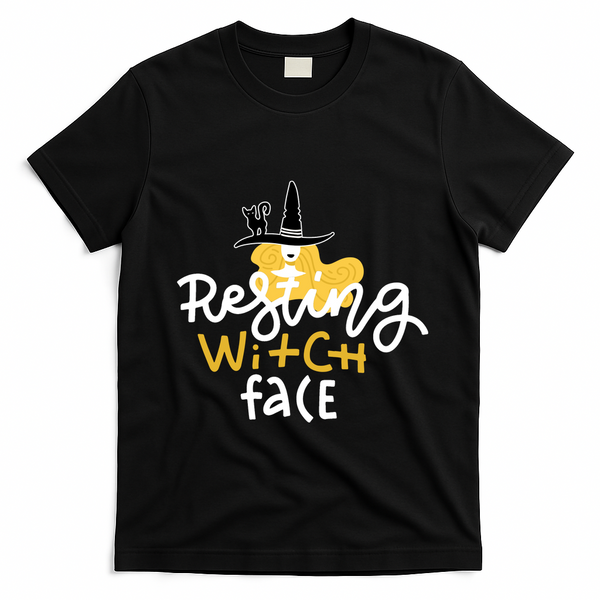 Resting Witch Face Funny Halloween T-Shirt - Black
