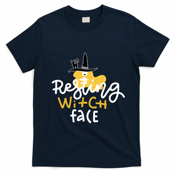 Resting Witch Face Funny Halloween T-Shirt - Navy Blue