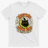 Resting Witch Face Black Cat Moon Halloween Art T-Shirt - White