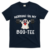 Retro Working On My Booty Cute Funny Boujee Ghost Halloween T-Shirt - Navy Blue