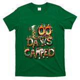 School 100 Days Camped Forest And Camp Fires Back To School Gift T-Shirt - Green