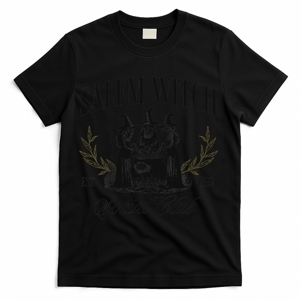 Salem 1692 Social Club Witch Halloween Witchy Women T-Shirt - Black