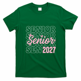 Senior 2027 Pink Bows Class Spirit Celebration T-Shirt - Irish Green