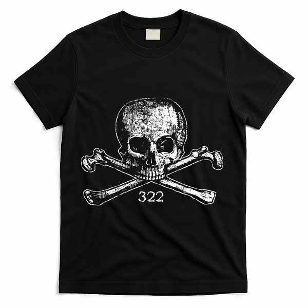 Skull & Bones 322 Distressed Skull And Crossbones T-Shirt - Black