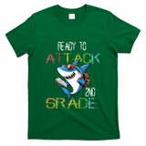 Shark Back To School 2nd Grade Ready To Attack T-Shirt - Green