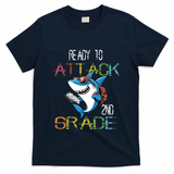 Shark Back To School 2nd Grade Ready To Attack T-Shirt - Navy