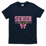 Senior Class Of 2027 Cute Bow Graduation T-Shirt - Navy Blue