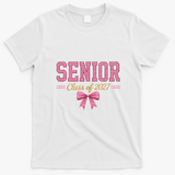 Senior Class Of 2027 Cute Bow Graduation T-Shirt - White