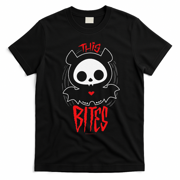 Skelanimals Diego Bat This Bites Red Halloween Spooky Logo T-Shirt - Black