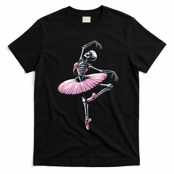 Skeleton Dancing Ballet Lovers Spooky Halloween Dancer T-Shirt - Black