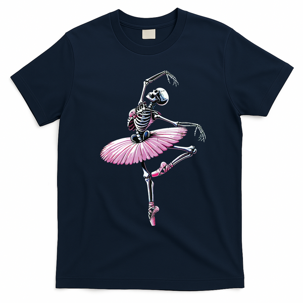 Skeleton Dancing Ballet Lovers Spooky Halloween Dancer T-Shirt - Navy Blue