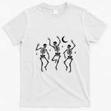 Skeletons Dancing Under Moon Halloween T-Shirt - White