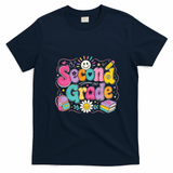 Second Grade Colorful Cute Teacher Student Gift Back To School T-Shirt - Navy Blue