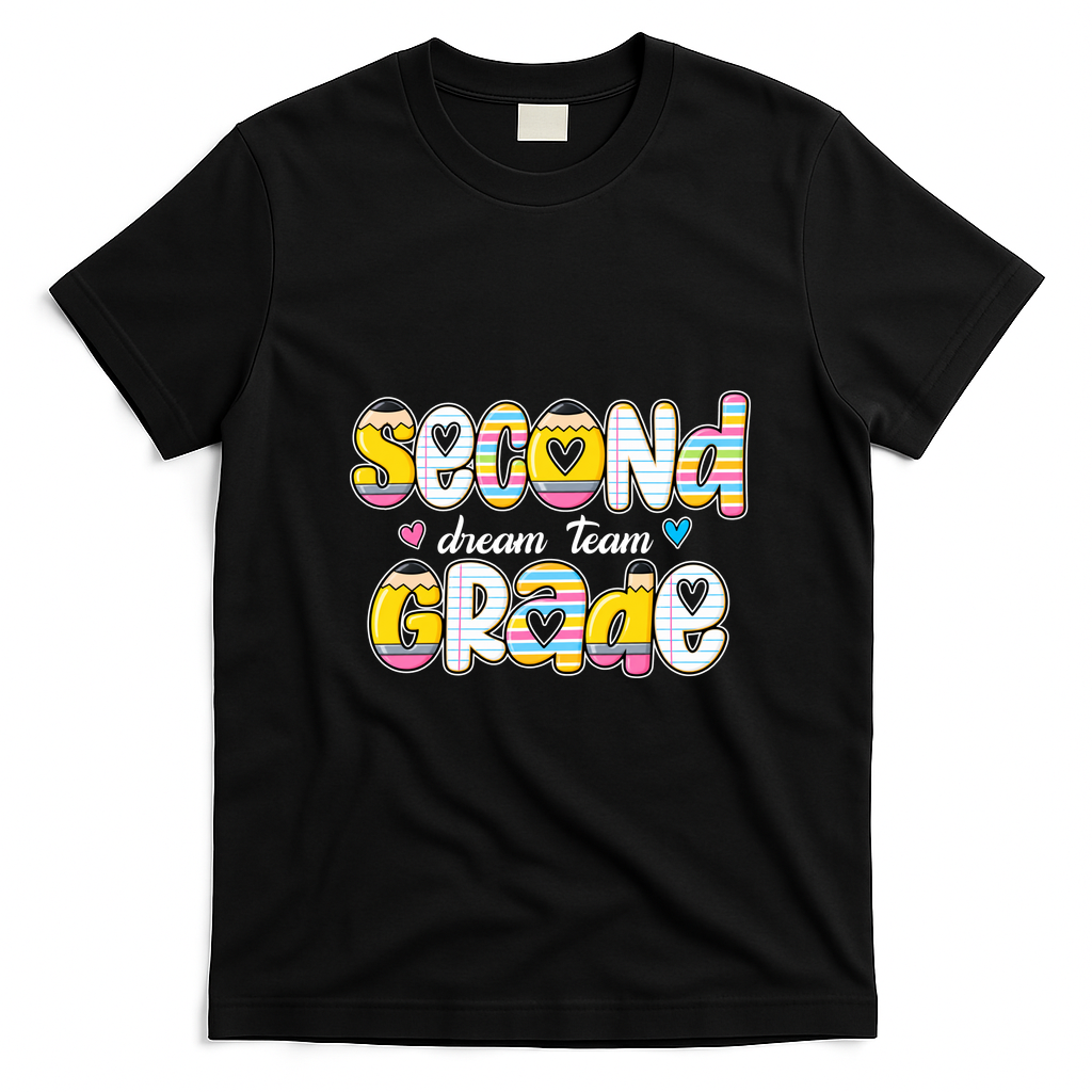 Second Grade Dream Team Back To School Teacher Student T-Shirt - Black
