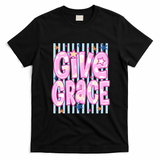 Stripped Give Grace T-Shirt - Black