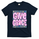 Stripped Give Grace T-Shirt - Navy Blue