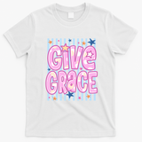 Stripped Give Grace T-Shirt - White