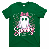 Spooky Ghost Pink Coquette Halloween Cute T-Shirt - Green