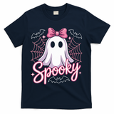 Spooky Ghost Pink Coquette Halloween Cute T-Shirt - Navy