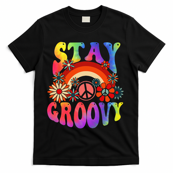 Stay Groovy Peace Sign Halloween T-Shirt - Black
