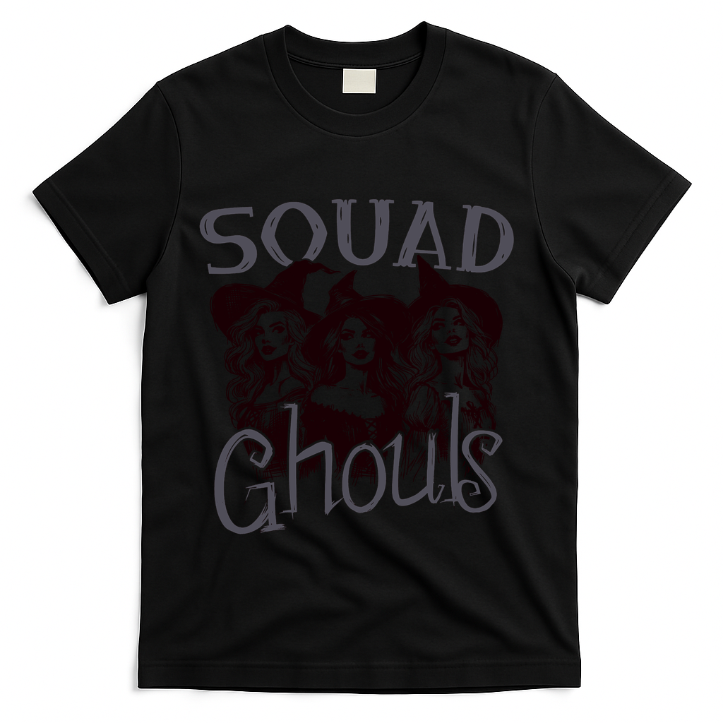 Squad Ghouls Witches Halloween Festive T-Shirt - Black