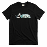 Sharks Howling At Moon Cosmic Space T-Shirt - Black