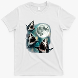Sharks Howling At Moon Cosmic Space T-Shirt - White