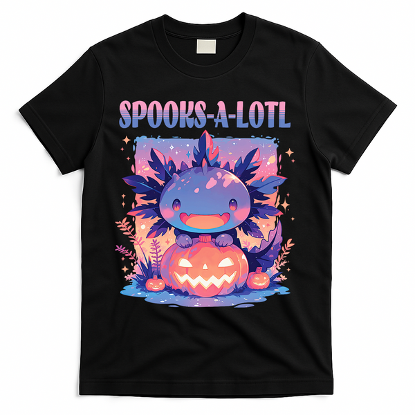 Spooks-A-Lotl Halloween Axolotl T-Shirt - Black