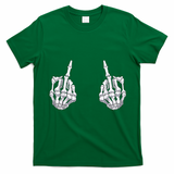 Skeleton Hand Halloween Bones Middle Finger Skull T-Shirt - Irish Green