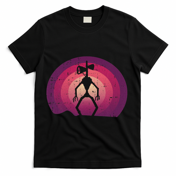 Siren Head Lazy Halloween Costume Retro Cryptid Creepy T-Shirt - Black