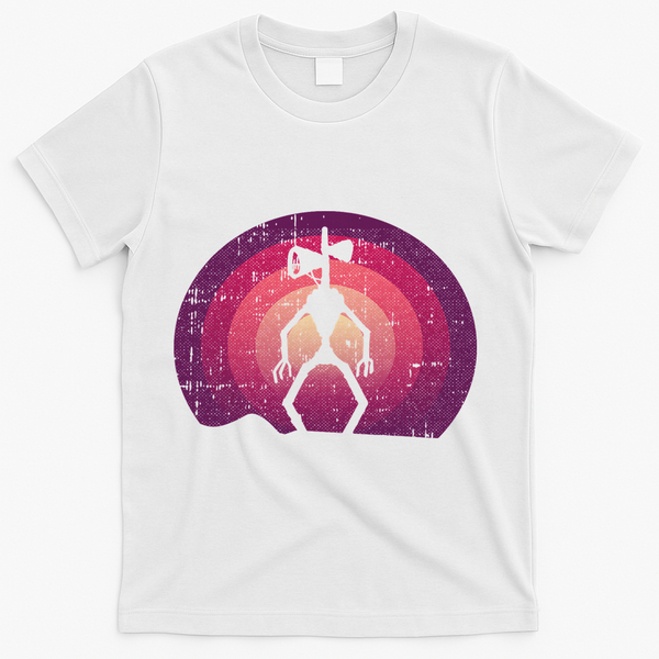 Siren Head Lazy Halloween Costume Retro Cryptid Creepy T-Shirt - White