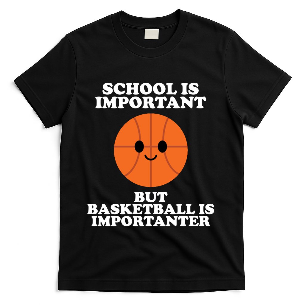School Is Important But Basketball Is Importanter T-Shirt - Black