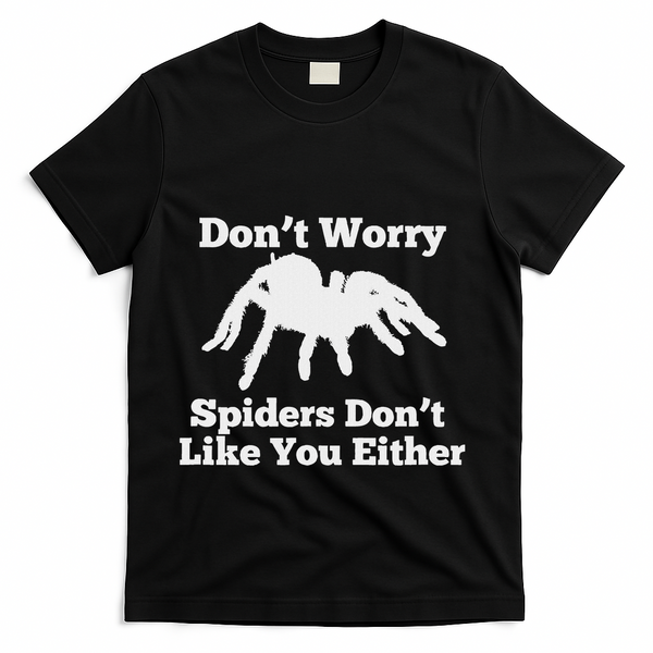 Spider Lover Gift For Women Fear Scared Tarantula Creepy T-Shirt - Black