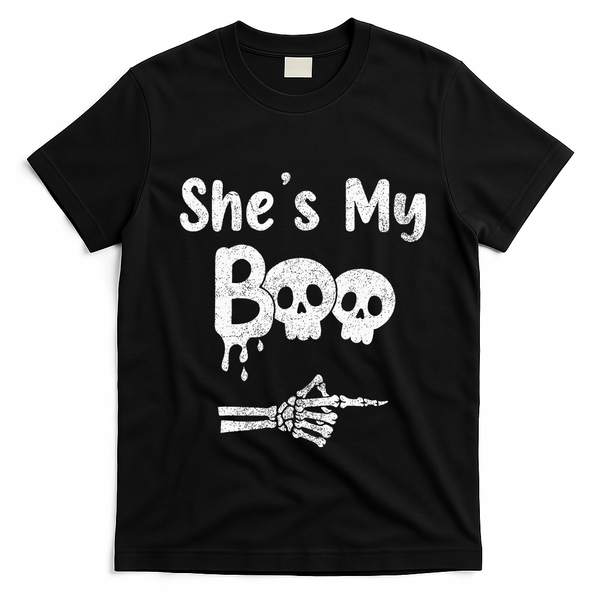 She’S My Boo Skull Face T-Shirt - Black