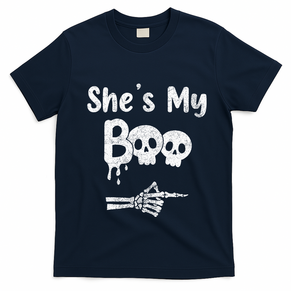 She’S My Boo Skull Face T-Shirt - Navy Blue