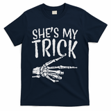 Shes My Trick Matching Couple Halloween Costume Boyfriend T-Shirt - Navy