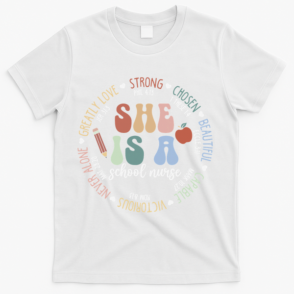 School Nurse God Says Bible Verse Christian Back To School T-Shirt - White