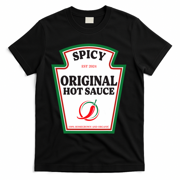 Spicy Original Hot Sauce Condiment Costume Party Matching T-Shirt - Black