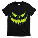 Scary Pumpkin Jack O Lantern Face Halloween T-Shirt - Black