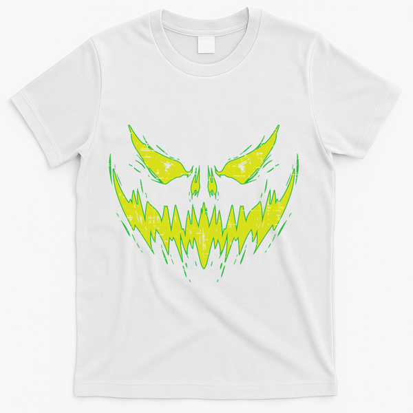Scary Pumpkin Jack O Lantern Face Halloween T-Shirt - White