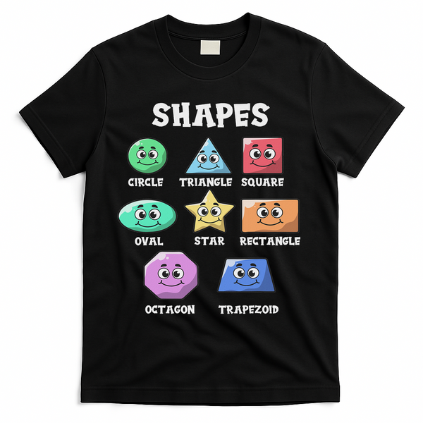 Shapes Pre K Kindergarten Teacher Back To School Gift T-Shirt - Black