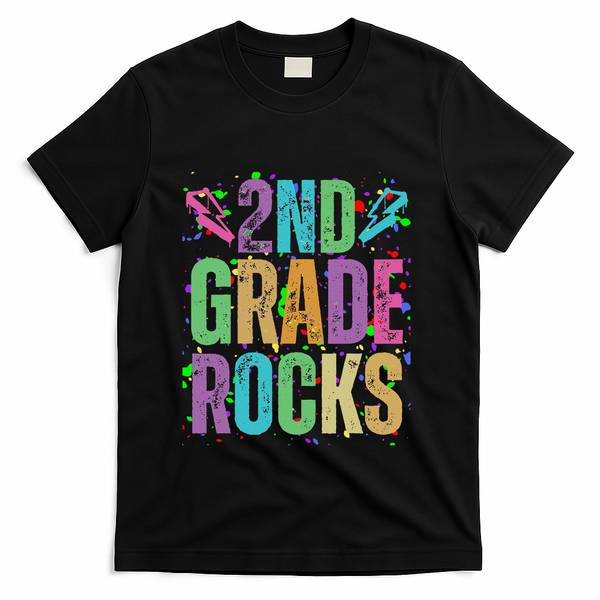School Rocks Back To School Rockin 2nd Grade Rocks T-Shirt - Black