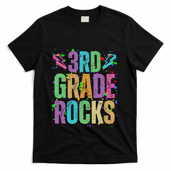 School Rocks Back To School Rockin 3rd Grade Rocks T-Shirt - Black