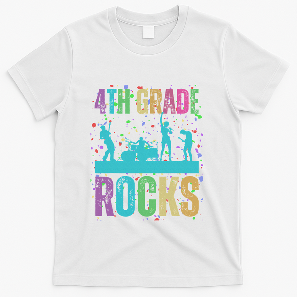 School Rocks Back To School Rockin 4th Grade Rocks T-Shirt - White