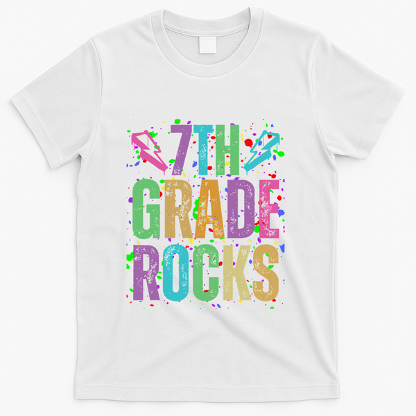 School Rocks Back To School Rockin 7th Grade Rocks T-Shirt - White