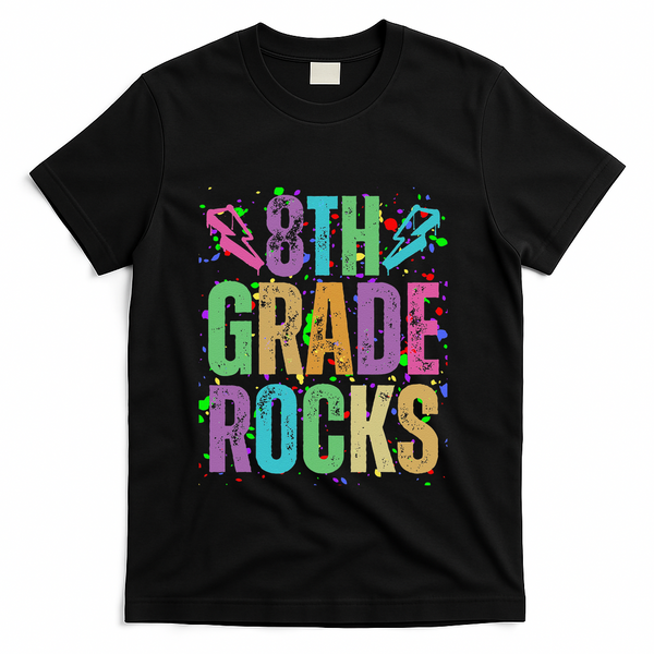 School Rocks Back To School Rockin 8th Grade Rocks T-Shirt - Black