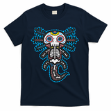 Sugar Skull Axolotl Skeleton Halloween Dia De Los Muertos  T-Shirt - Navy