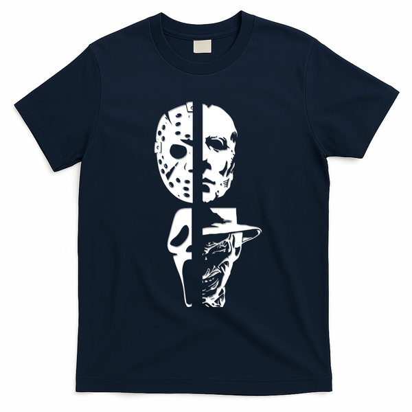 Supervillain Scary Faces Halloween T-Shirt - Navy Blue