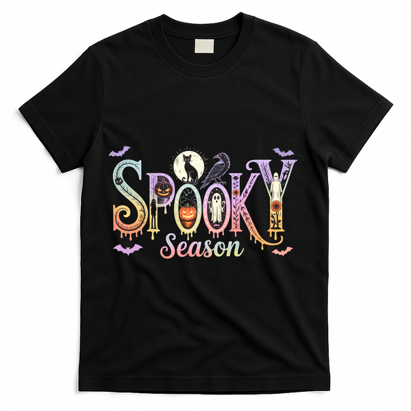 Spooky Season Iridescent Halloween T-Shirt - Black